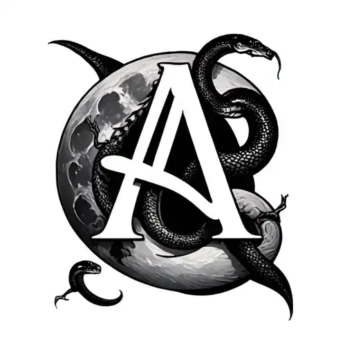The Letter A-energeia And The Letter C- In The Shape Of The Moon And The Snake Overlap These Letters