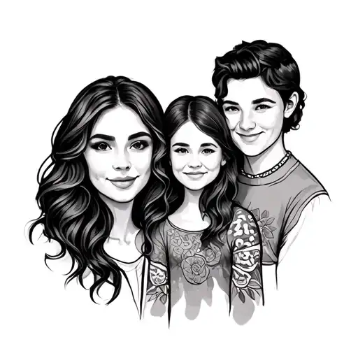 Family In Fine Lines And