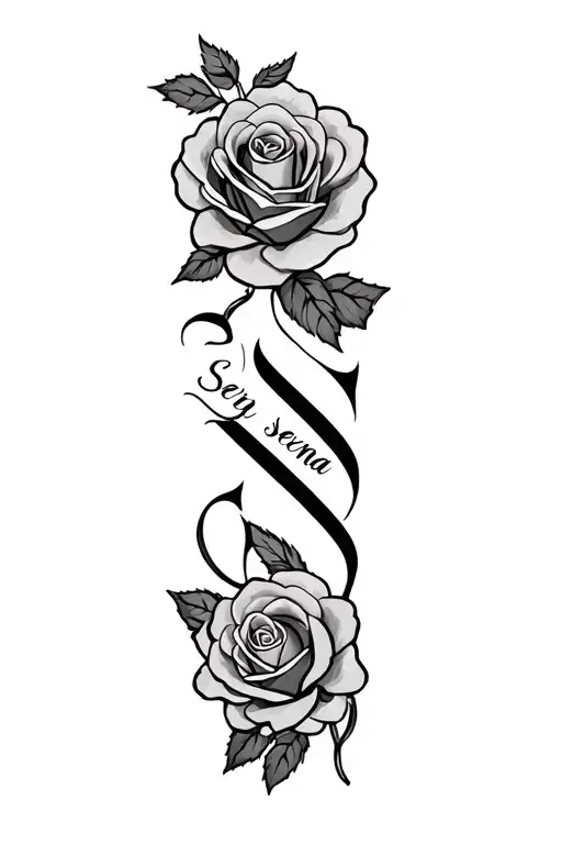 Serena Name Tattoo With Rose Design