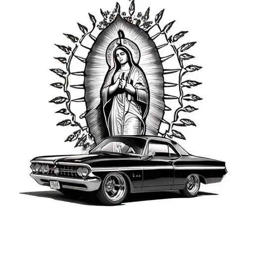 Lowrider Impala Virgen De Guadalupe Mexican