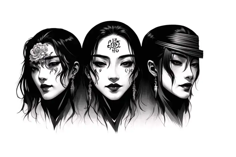 Japanese 3 Face Proverb Written