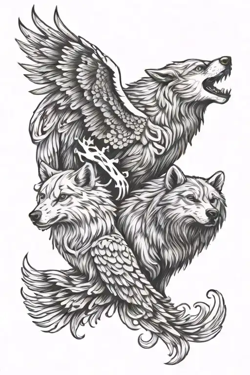 Wolf And Pheonix And Bear