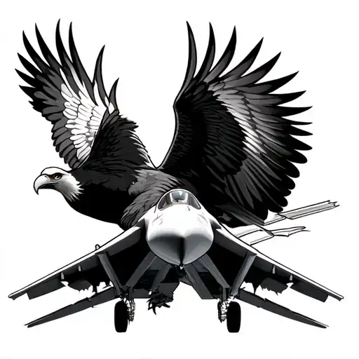I Want An Eagle That Swooping Down Locking It's Talons Onto A F-16 Fighter Jet With The