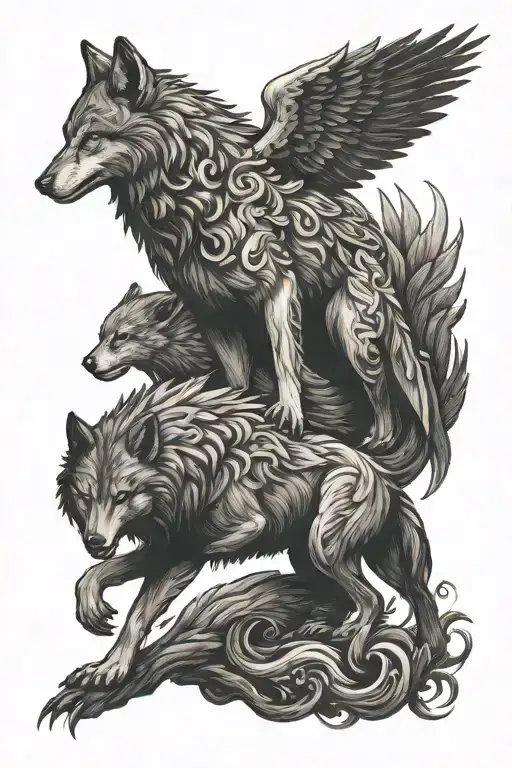 Wolf With Pheonix And Bear Walking