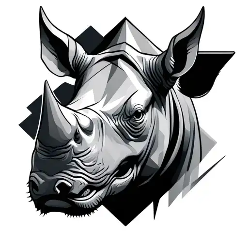 Geometric Only Lines Forward Facing Rhino Head