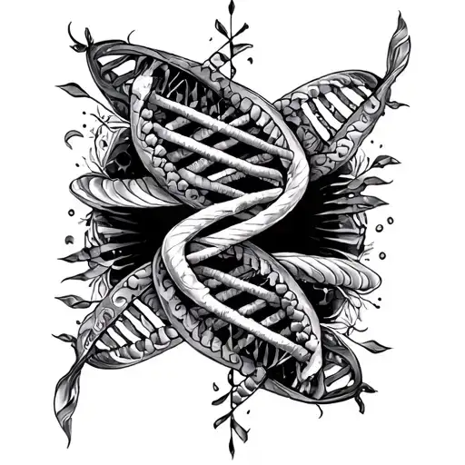 Half Mandala Tattoo Featuring Double Helix Dna Intertwined