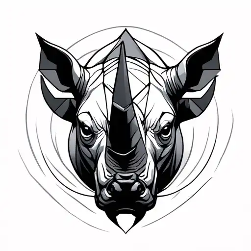 Geometric Only Lines Forward Facing Rhino Head Lines Only Shapes
