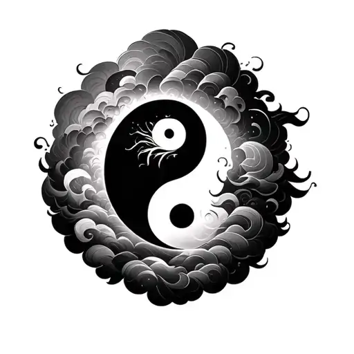 Ying And Yang Made Of Clouds