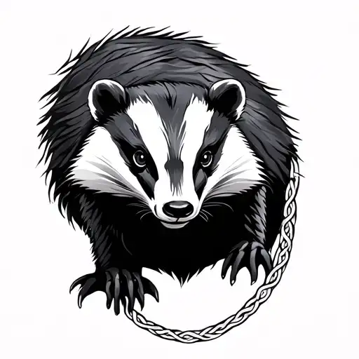 Badger And A Celtic Knot Design Incorporating