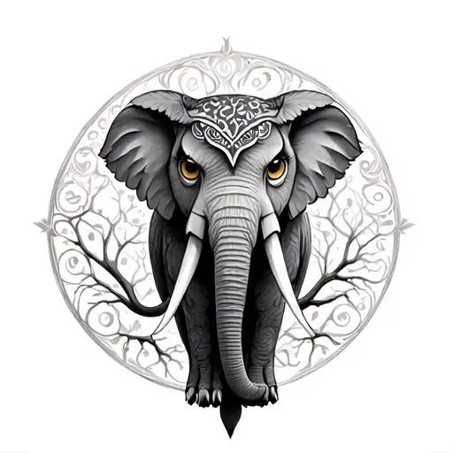 Owl And Elephant And Tree Of Life