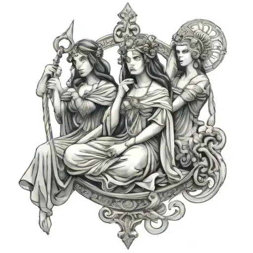 The Three Fates Spinning Thread