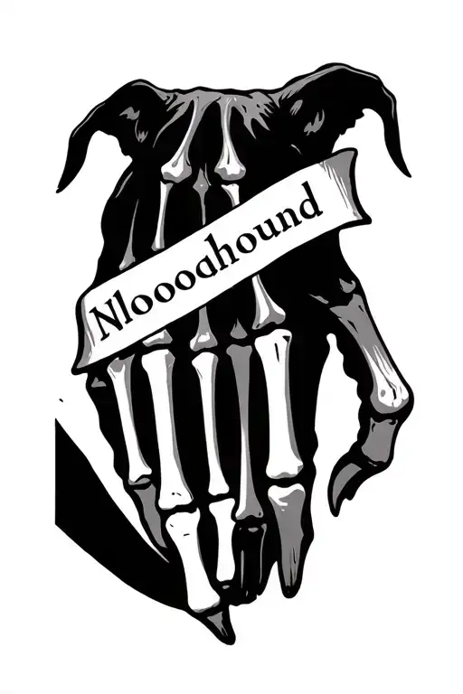 Bones Of The Hand Tattoo With Nloodhound Written On It