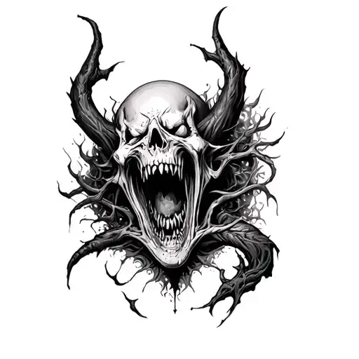 Tattoo In The Horror And Vorcego From The Middle Of The Chest To Trapezio