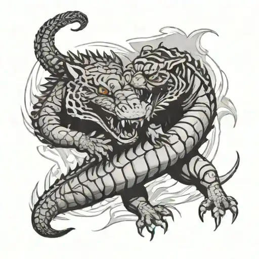 Crocodile And Tiger Fighting Each Other