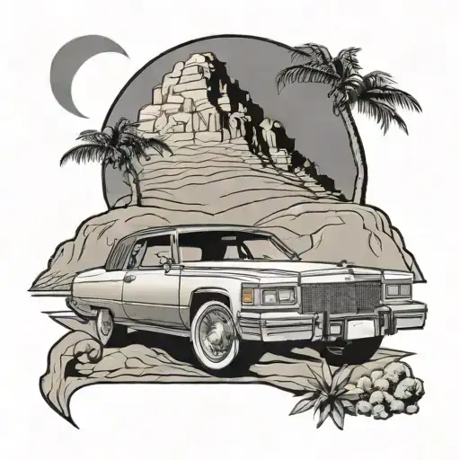 A 1982 Cadillac Coupe Deville And A Desert Mountain