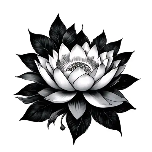 Japanese Samuray With Lotus Flowers