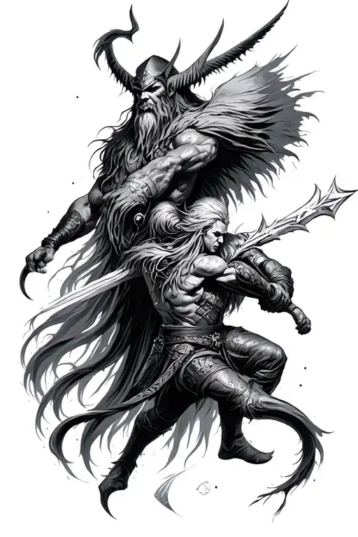 Battle Between Odin And Loki