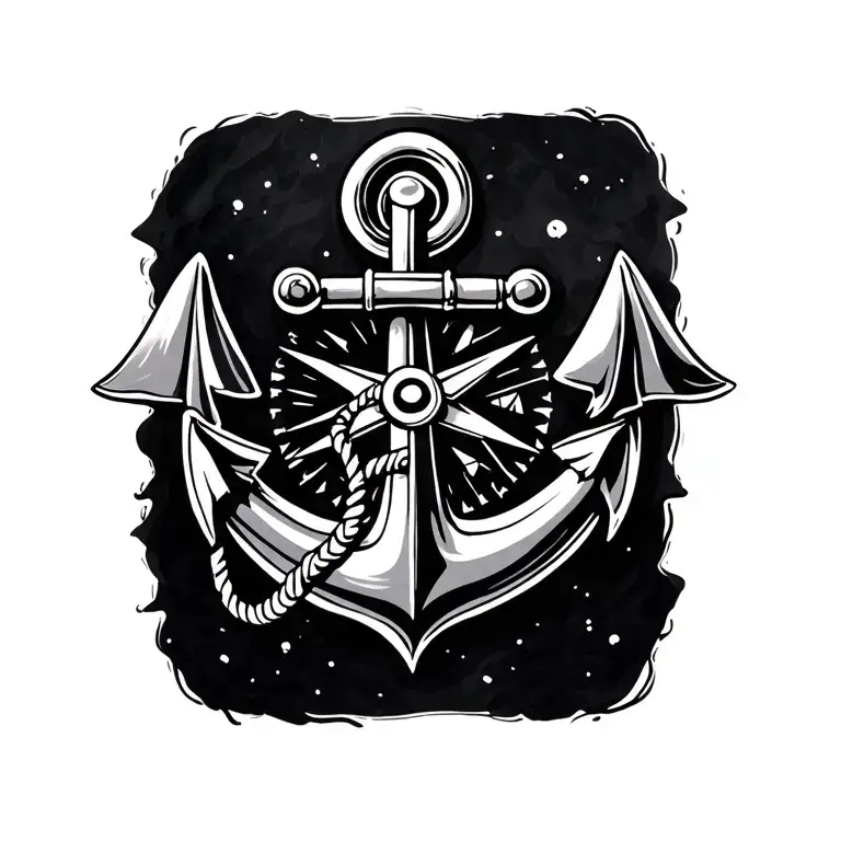 Anchor With Compass Rose