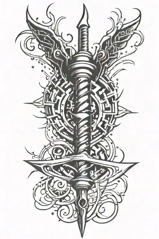 Broken Sword With Binary Code Flowing