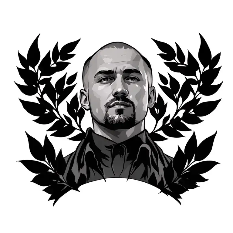 In The Central Zone Of The Man With Laurels On The Sides