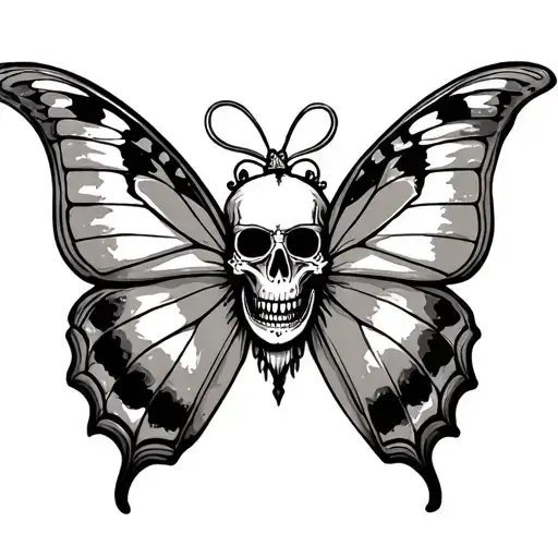 Sphinx Butterfly With Skull In A Pirate Style