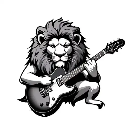 Recilient Lion Playing A Guitar