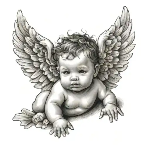 Baby Angel With Wings Spread