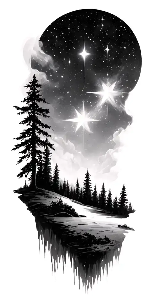 Stars Over Forest Landscape