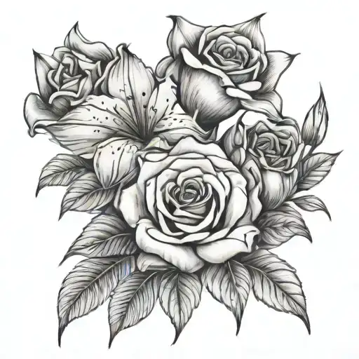 Roses And Gladiolus Flower Bouquet