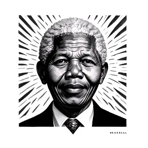Small Nelson Mandela Geometric Pattern Tattoo Inspired