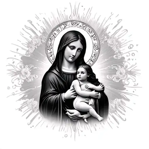 Black Virgin Mary Holding Baby Girl