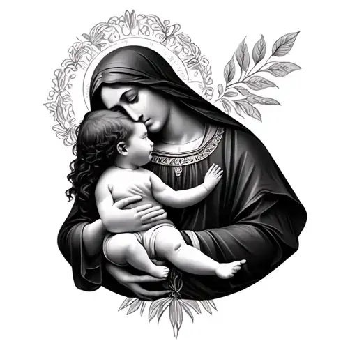 African American Virgin Mary Holding Baby Girl