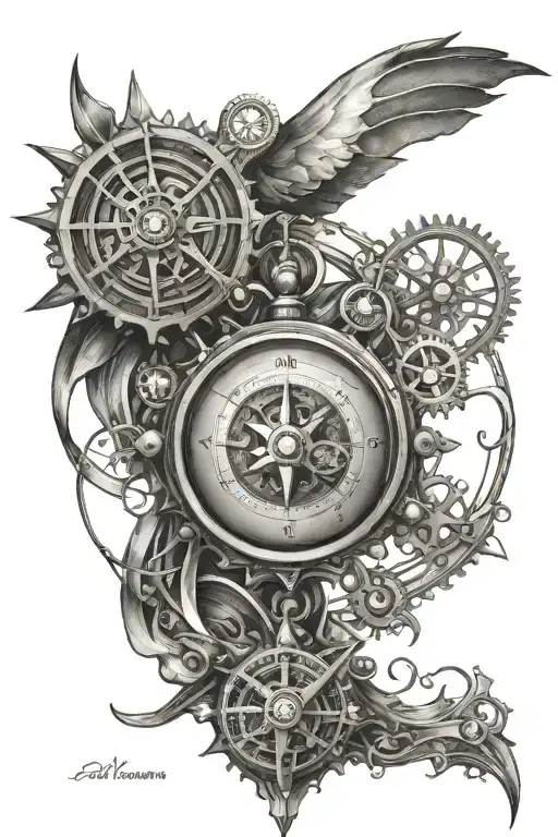 Steampunk And Compass Half Sleeve