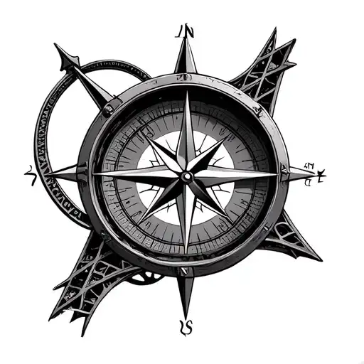 Compass With Eiffle Tower Inside Representing