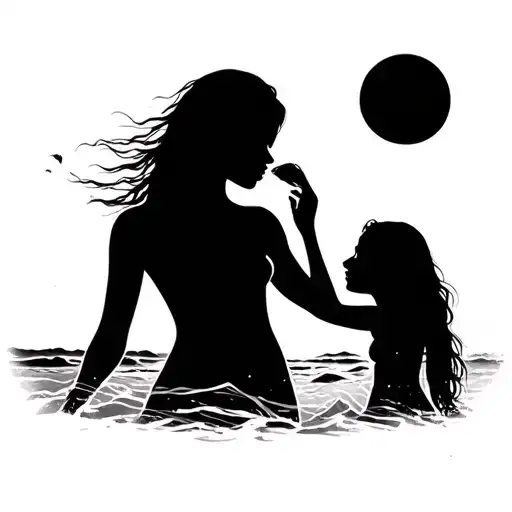 Mother Daughter Tattoo Beach
