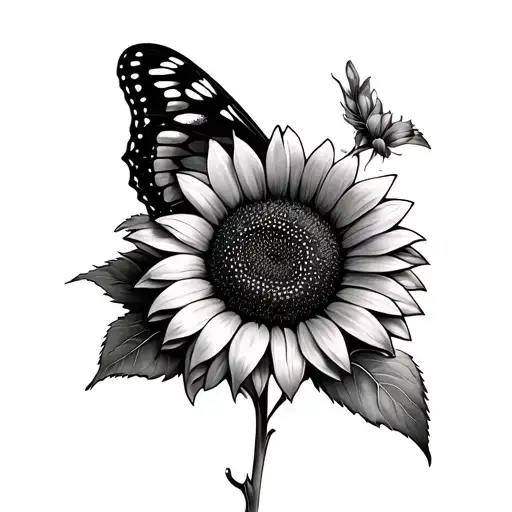 Sunflower And Butterfly