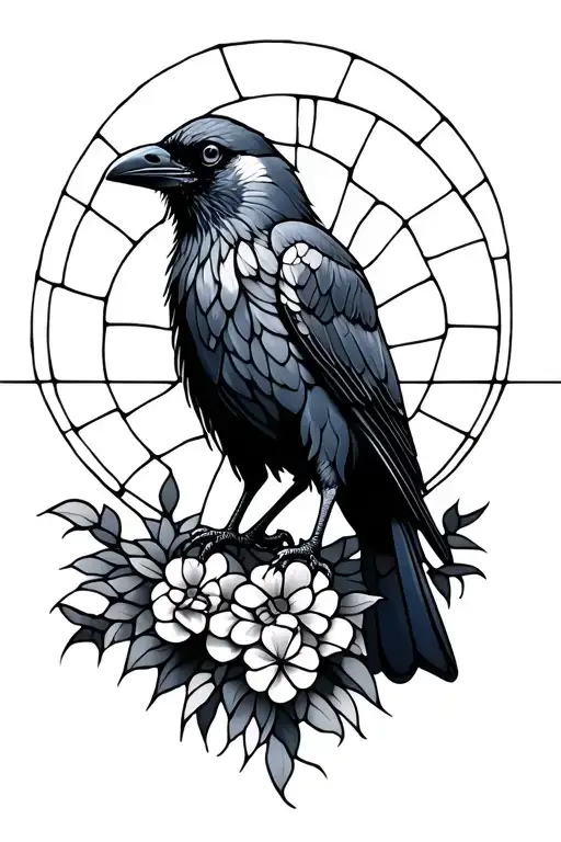 Crow Stain Glass Window