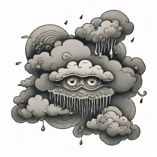 Raining Cloud With Three Eyes In The Cloud