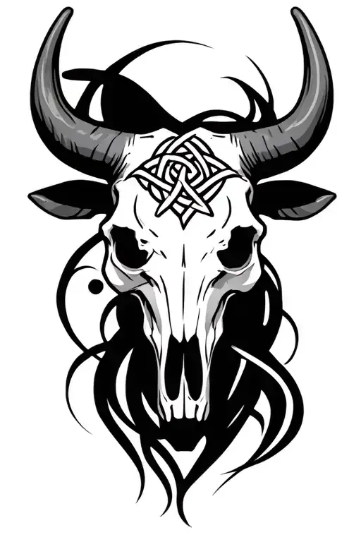 Bull Skull Outline With Celtic Knots