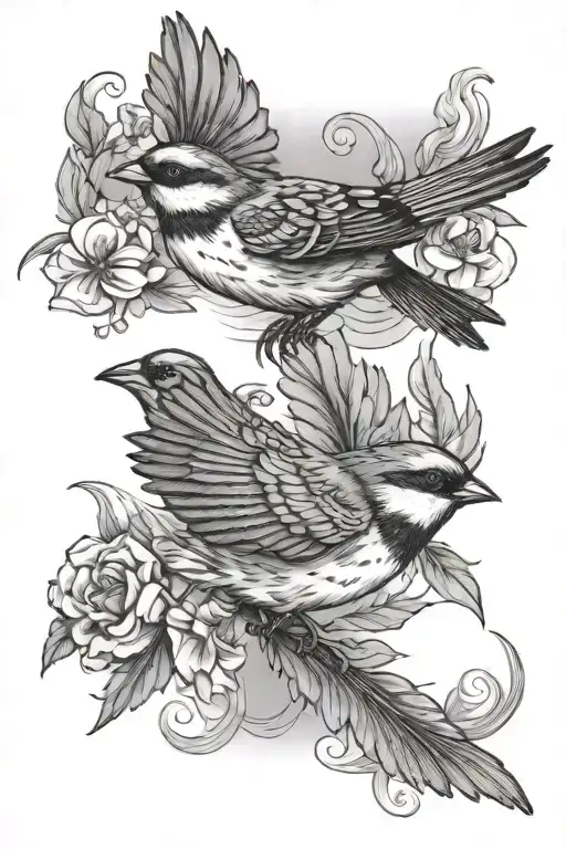 Two Sparrow Flying
