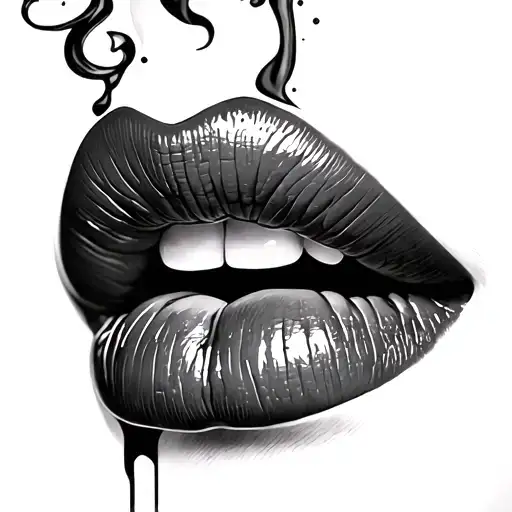 Female Lips Smoke Rising