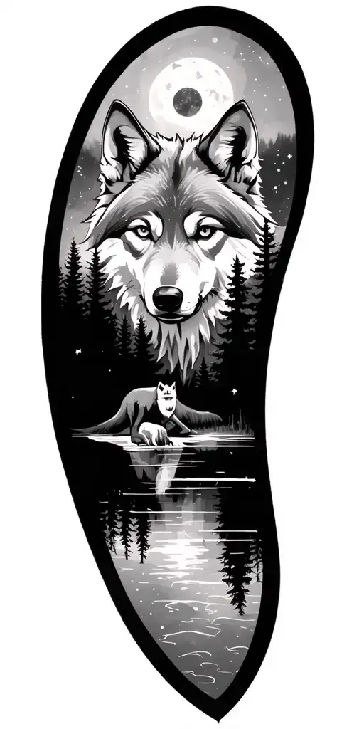 Galaxies Over Forest Land Wolf