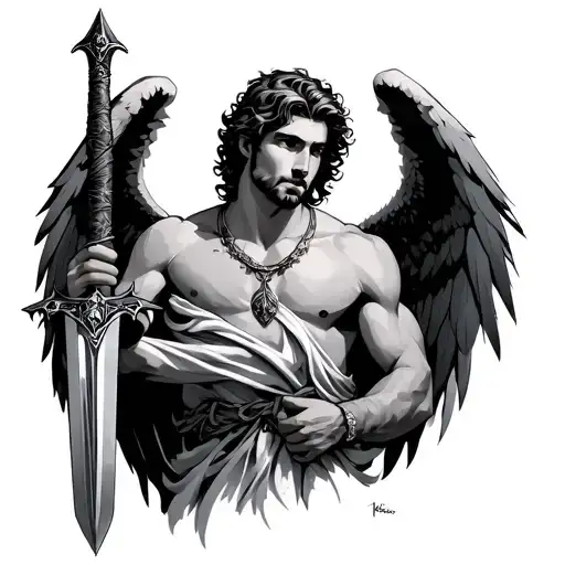 Male Angel Holding A Sword