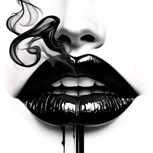 Female Lips Smoke Coming