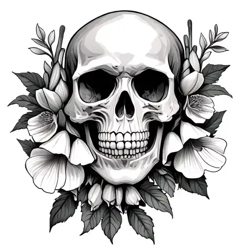 Skull And Foxglove Flowers