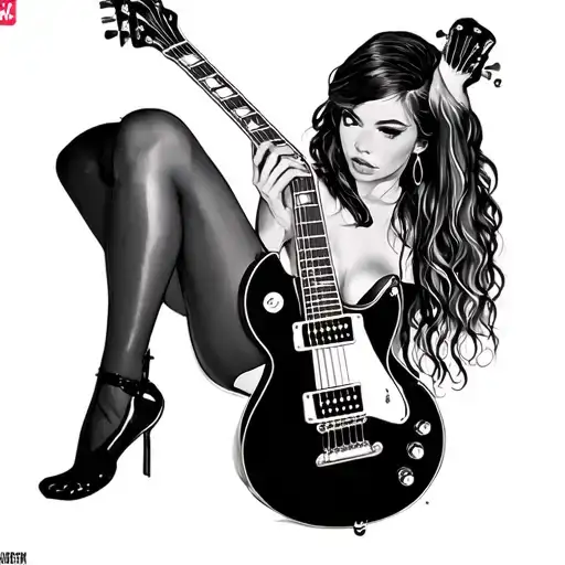 Sexy Girl Model Woman Bimbo Legs Guitar