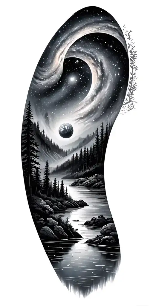 Galaxies Space Stars Forest River