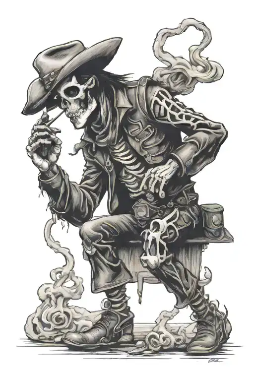 Skeleton Cowboy Smoking A Cigarette With Zach Bryan Lyrics Intertwined