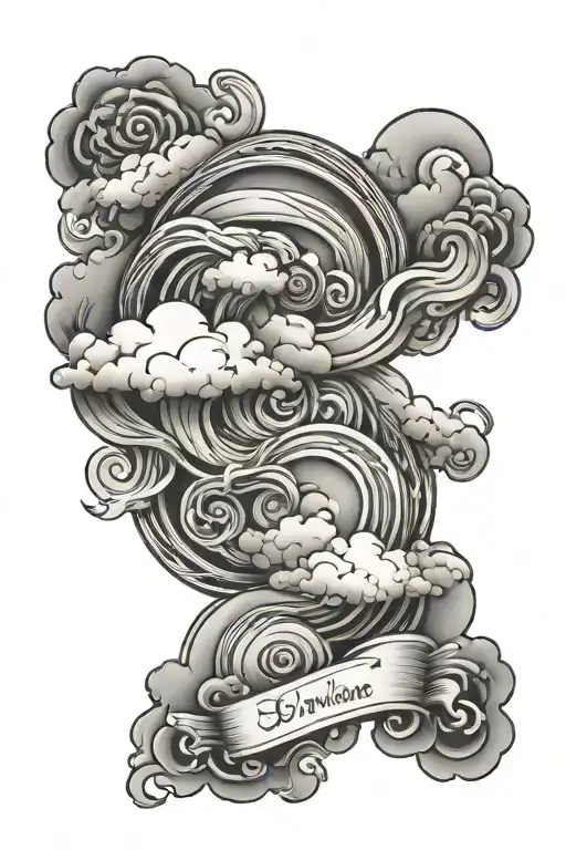 Name Tattoo With Clouds Surrounding