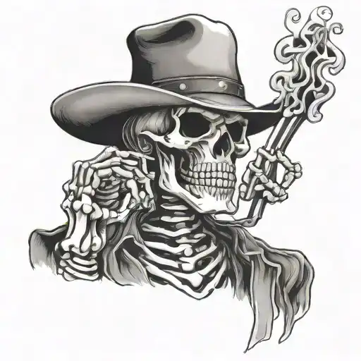Skeleton Cowboy Smoking A Cigarette With Zach Bryan Lyrics Intertwined